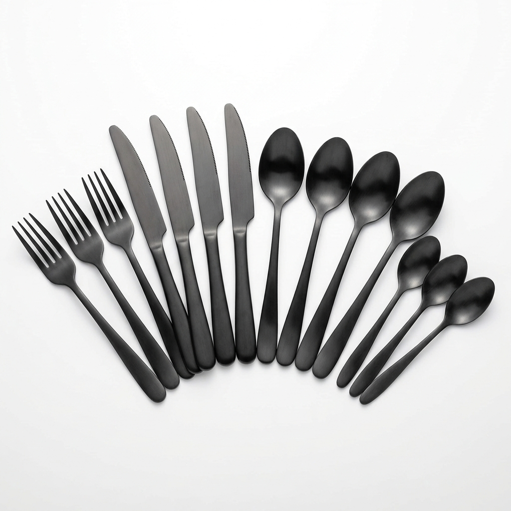 Matte Black Flatware — 20 Pieces