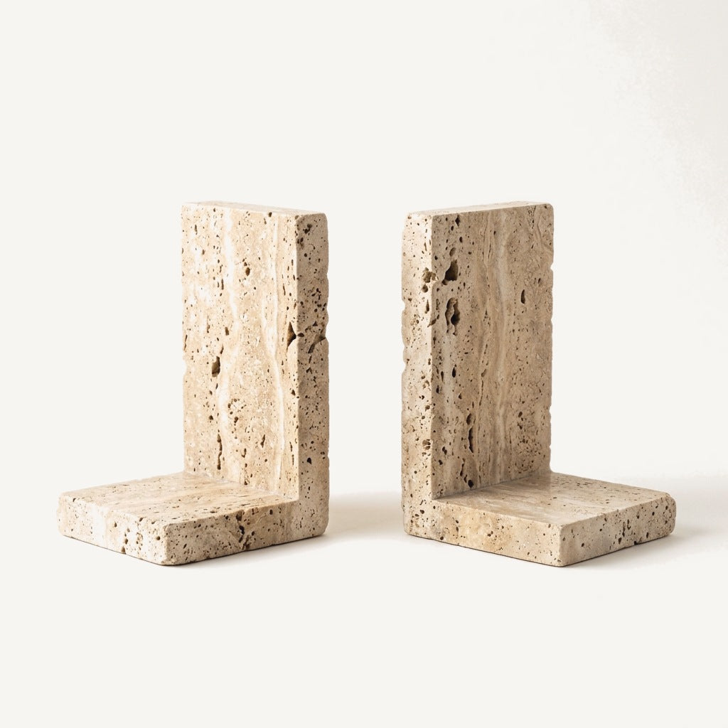 Travertine Bookends